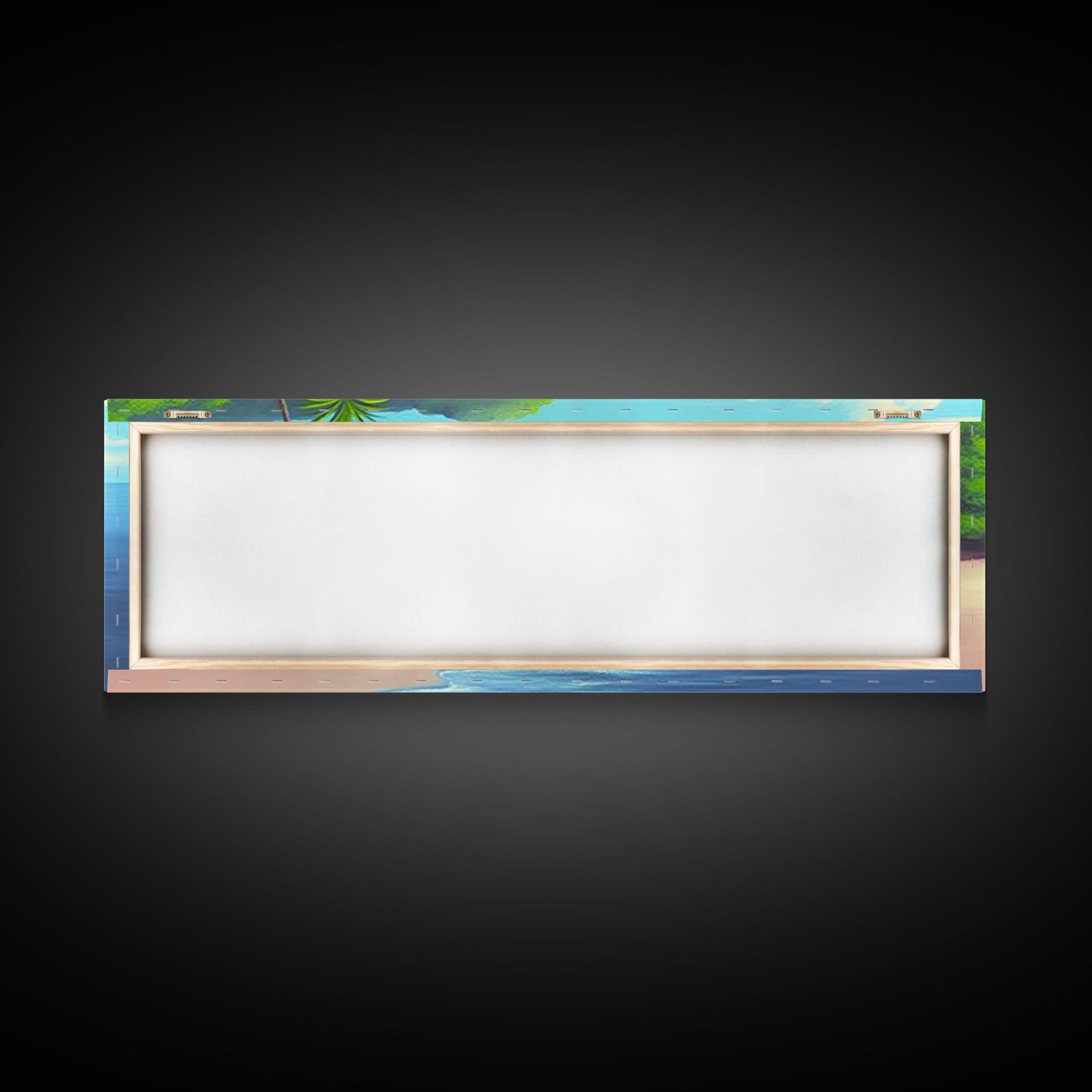 Canvas Tropical Beach Wall Art, Seashore, Palm Trees, Island, Beach Scene Art Print, Wall Decor, Green, Panoramic, Wall Art, Canvas Print