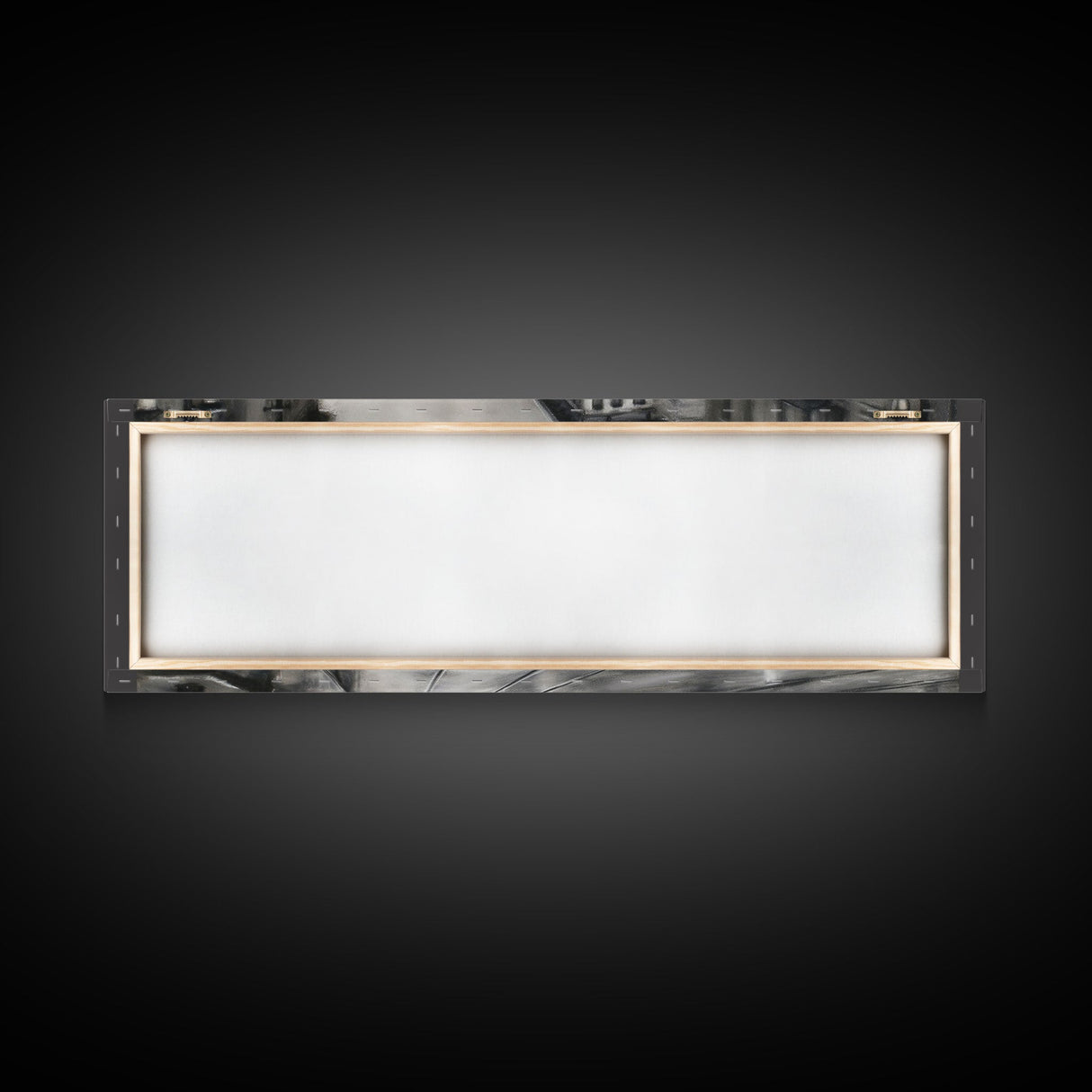 Streetcars In The City Canvas Print, Vintage Art, People On Sidewalk, City Art, Large Urban Art Print, Panoramic, Wall Art, Canvas Print