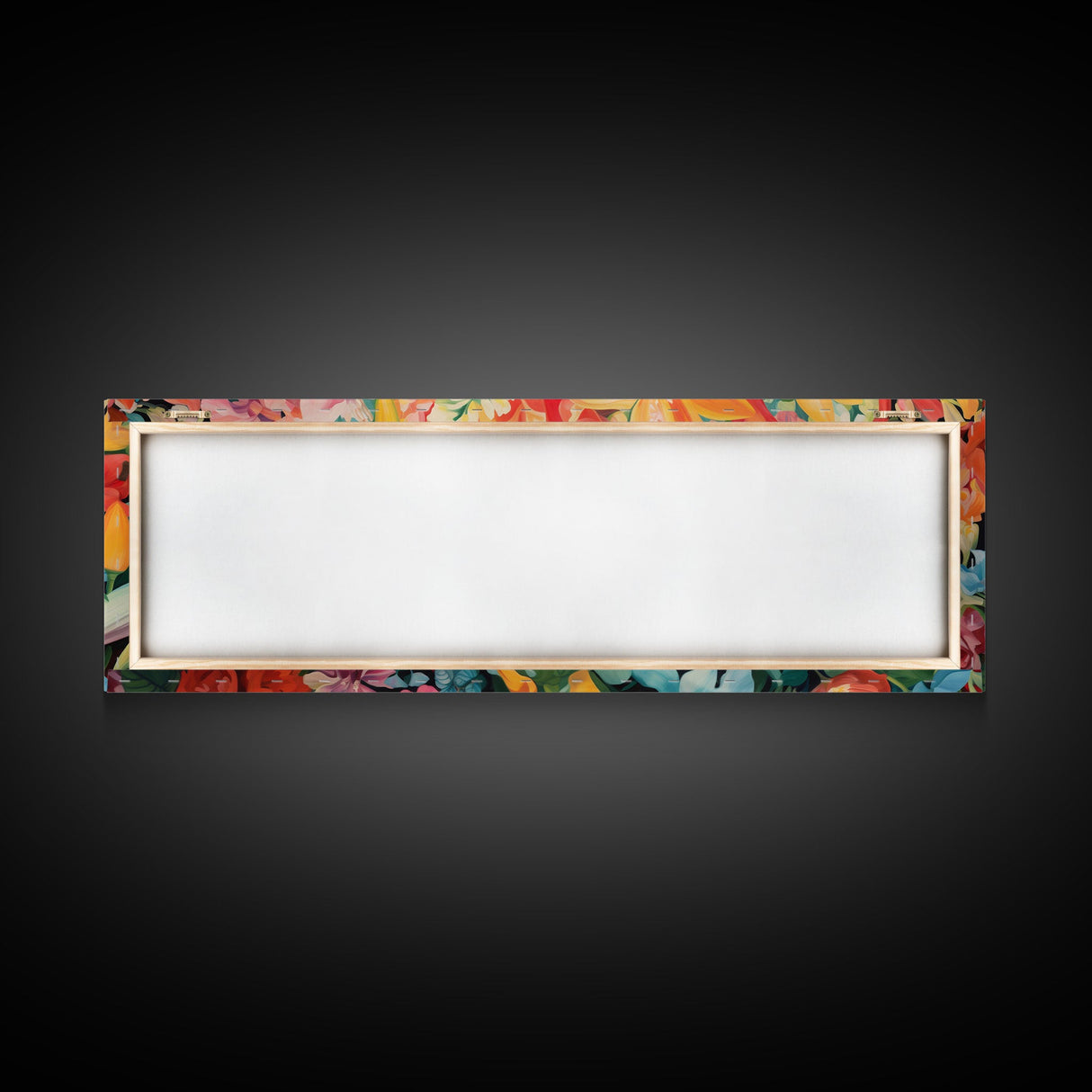 The Samurai, Framed Canvas Print, Panoramic Wall Art, Japanese Warrior Among The Cherry Blossoms, Retro Japanese Watercolor Painting