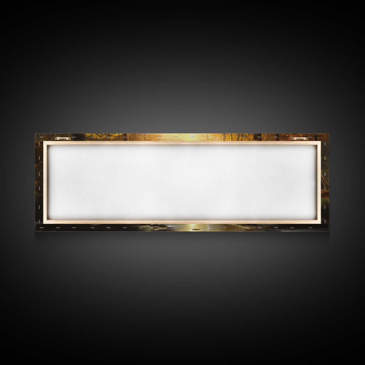 The Forest In The Fall, Fall Centerpiece, Panoramic Painting Framed Canvas Print, Fall Decor, Orange Leaves Falling In The Forest