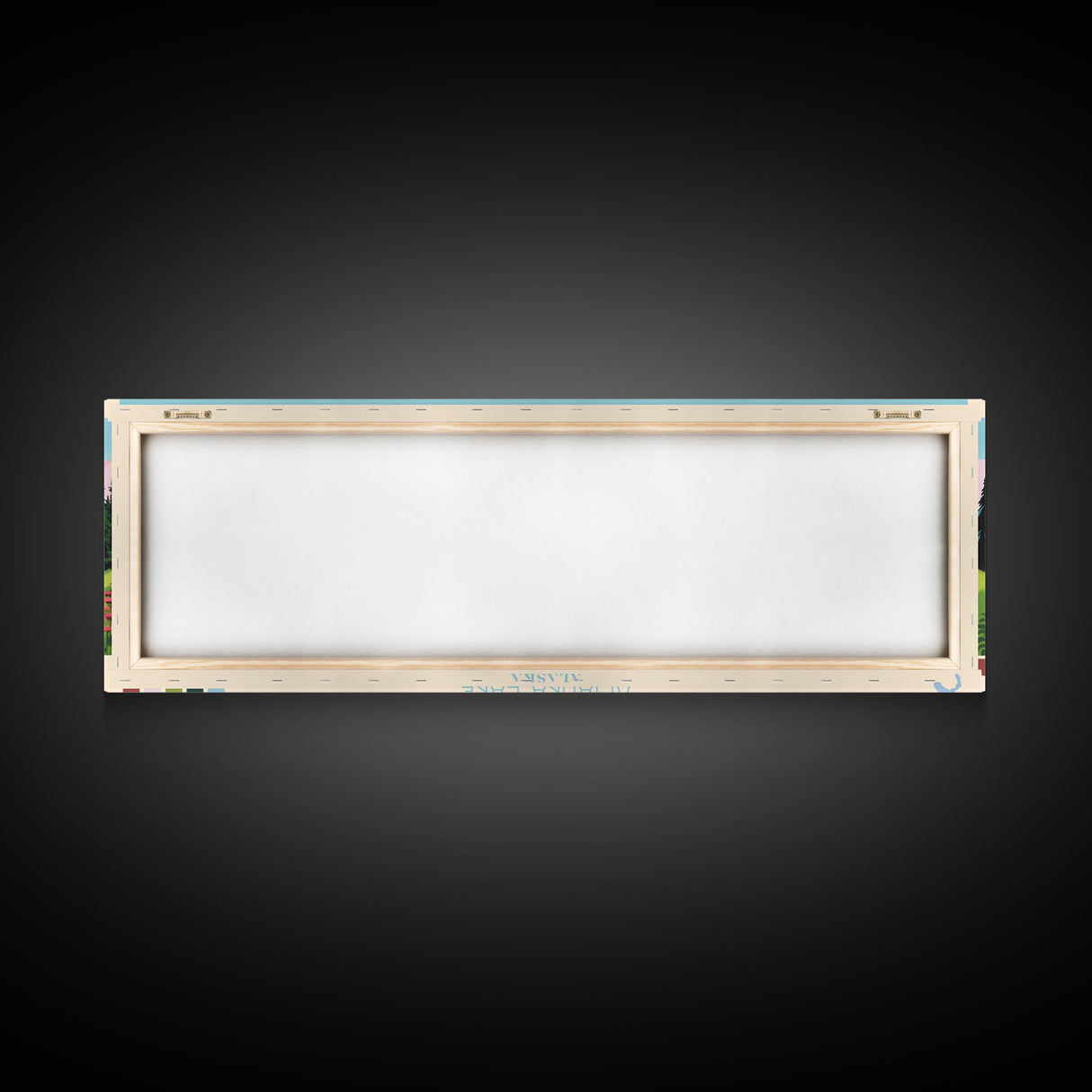 Amanka Lake Alaska Framed Canvas Print, Panoramic Wall Art, Midcentury Modern, Pop Art, Travel Poster, Living Room Art