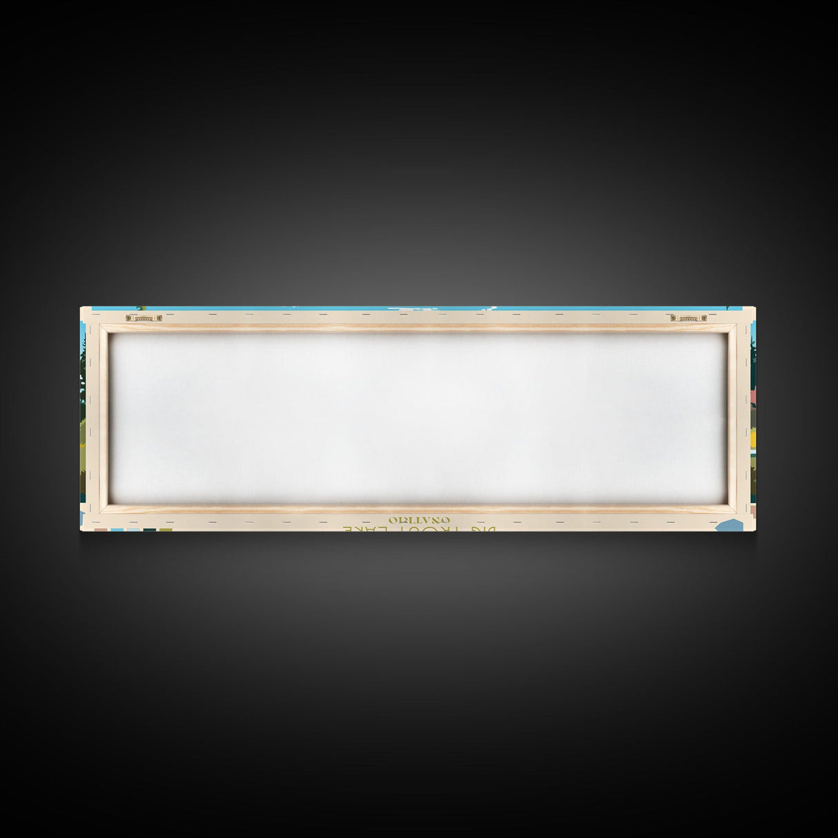 Big Trout Lake Ontario Framed Canvas Print, Panoramic Travel Poster, Midcentury Modern Wall Art, Pop Art, Nature Living Room Art, Lake House Decor