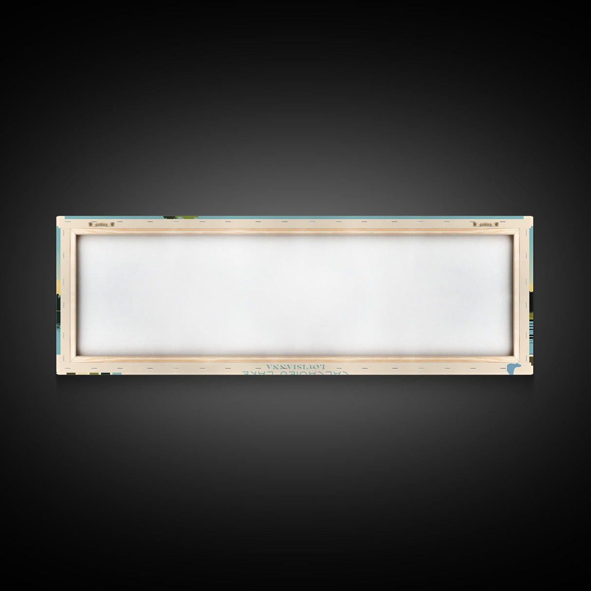 Calcasieu Lake Louisianna Framed Canvas Print, Pop Art Panoramic Travel Poster, Midcentury Modern, Wall Art, Scenic Nature Painting, Bedroom Decor