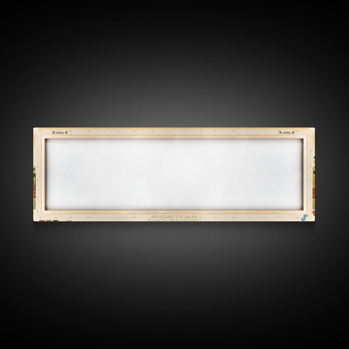 Canobie Lake New Hamphire Framed Canvas Print, Midcentury Modern Panoramic Wall Art, Living Room Decor, Pop Art, Travel Poster Art, Scenic Nature Painting