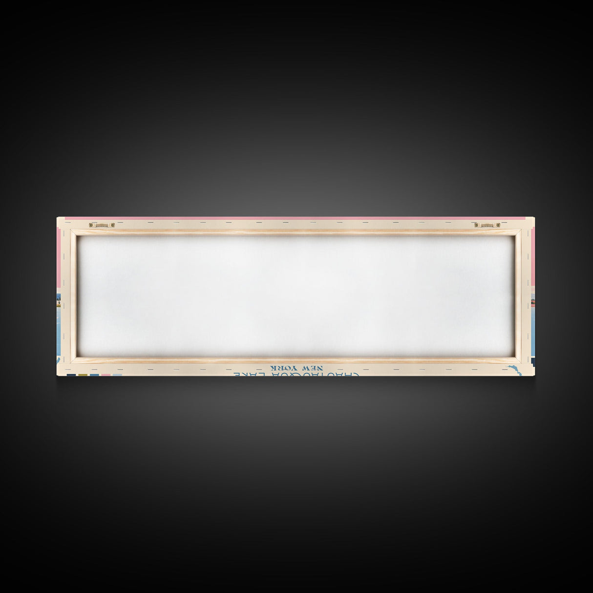 Chautauqua Lake New York Framed Canvas Print, Pop Art Panoramic Travel Poster, Midcentury Modern, Wall Art, Scenic Nature Painting, Bedroom Decor, Living Room Art