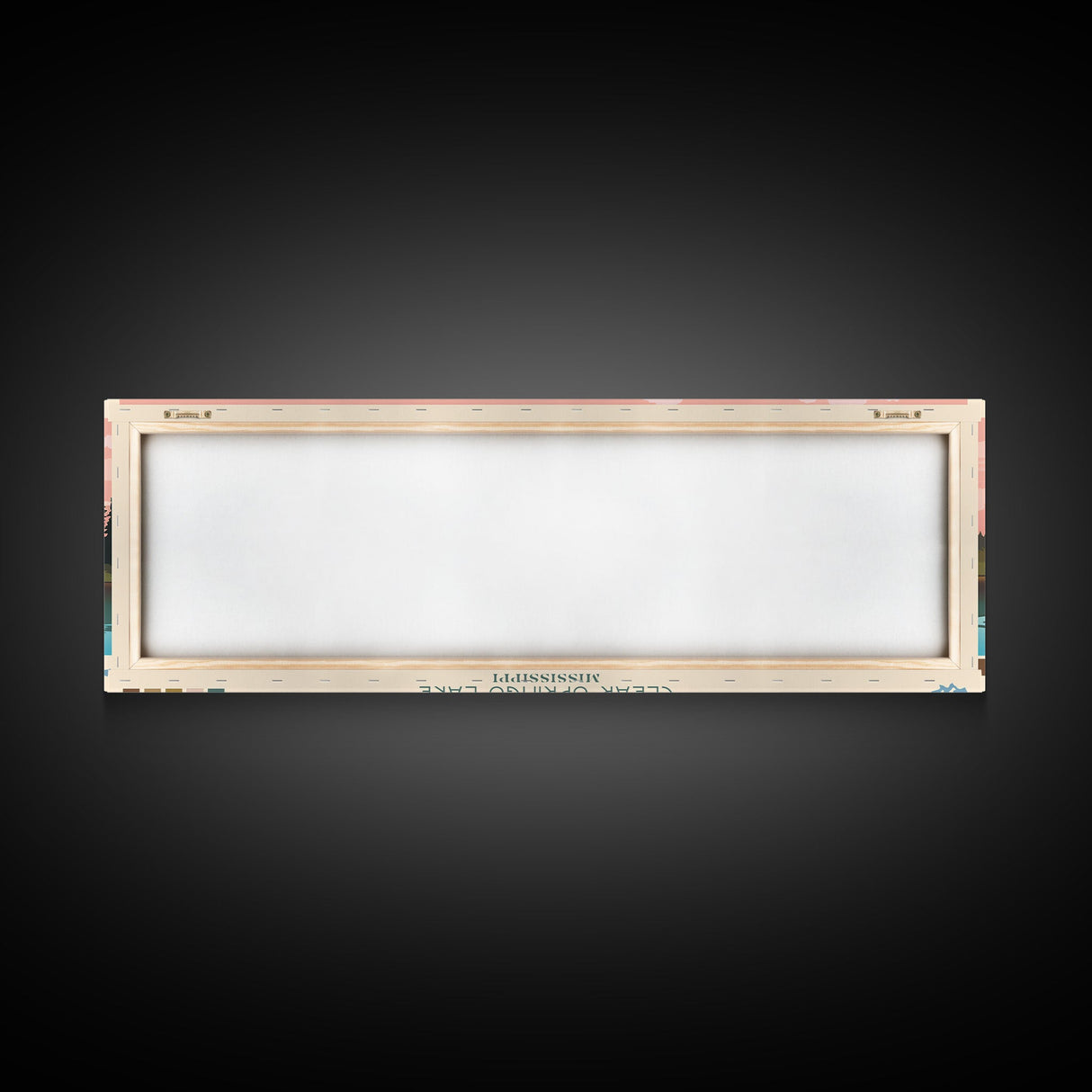 Clear Springs Lake Mississippi Framed Canvas Print, Pop Art Panoramic Travel Poster, Midcentury Modern, Wall Art, Scenic Nature Painting, Bedroom Decor, Living Room Art