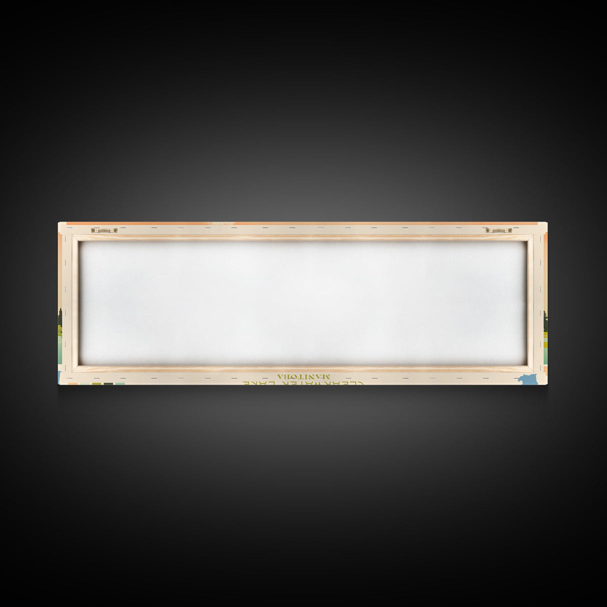 Clearwater Lake Manitoba Framed Canvas Print, Midcentury Modern Panoramic Wall Art, Living Room Decor, Pop Art, Travel Poster Art, Scenic Nature Painting, Lake House Decor