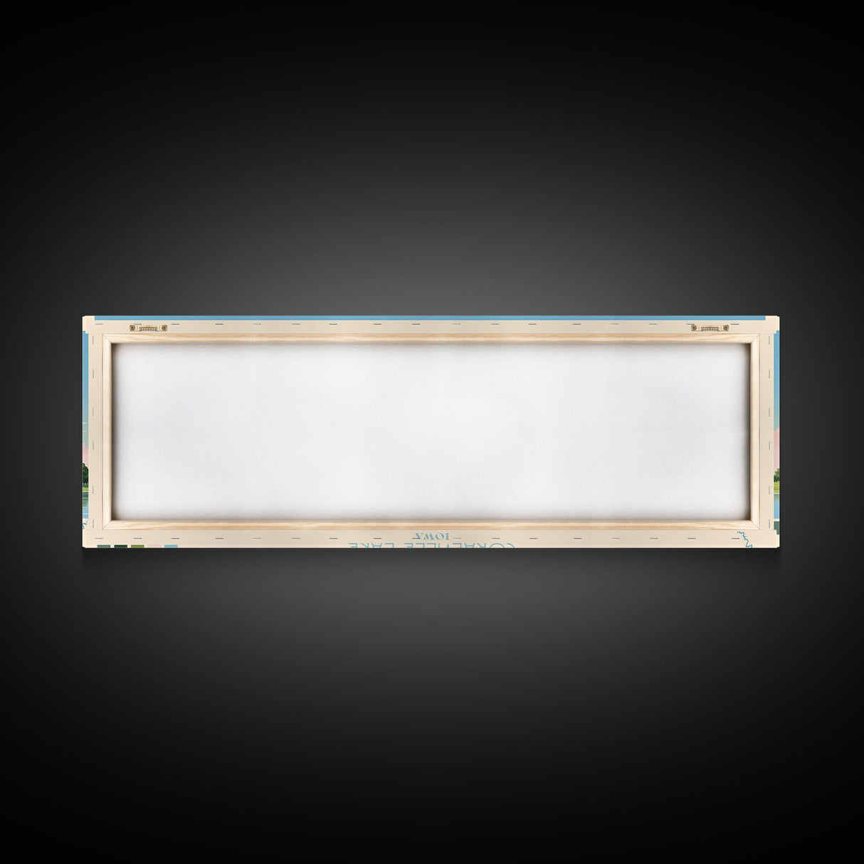 Coralville Lake Iowa Framed Canvas Print, Midcentury Modern Panoramic Wall Art, Living Room Decor, Pop Art, Travel Poster Art, Scenic Nature Painting, Lake House Decor