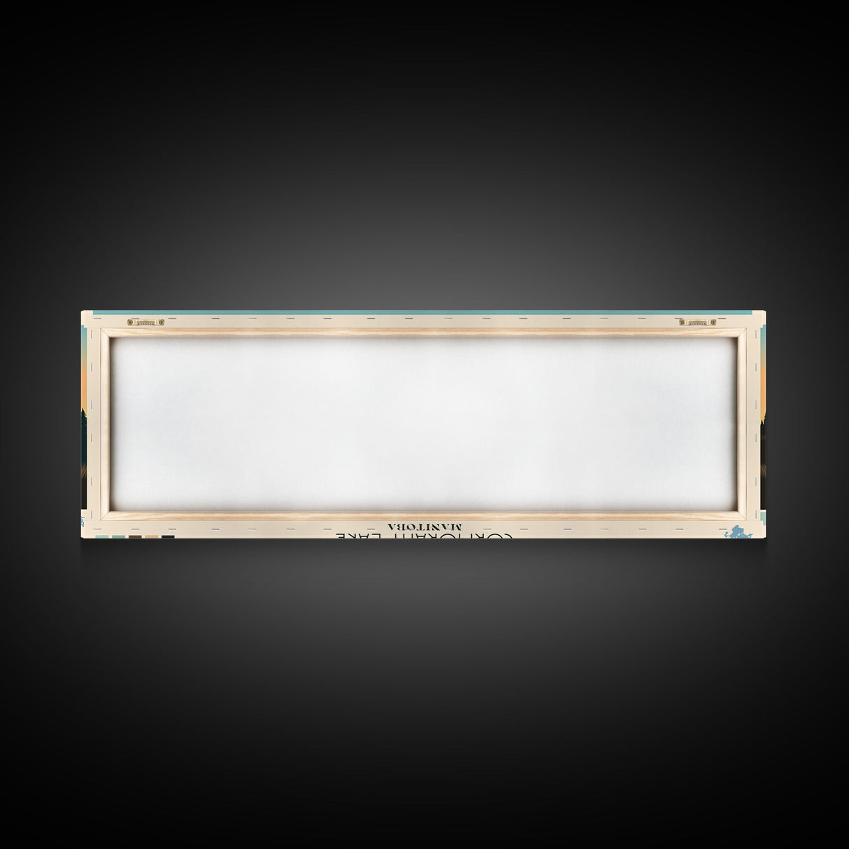 Cormorant Lake Manitoba Framed Canvas Print, Pop Art Panoramic Travel Poster, Midcentury Modern, Wall Art, Scenic Nature Painting, Bedroom Decor, Living Room Art