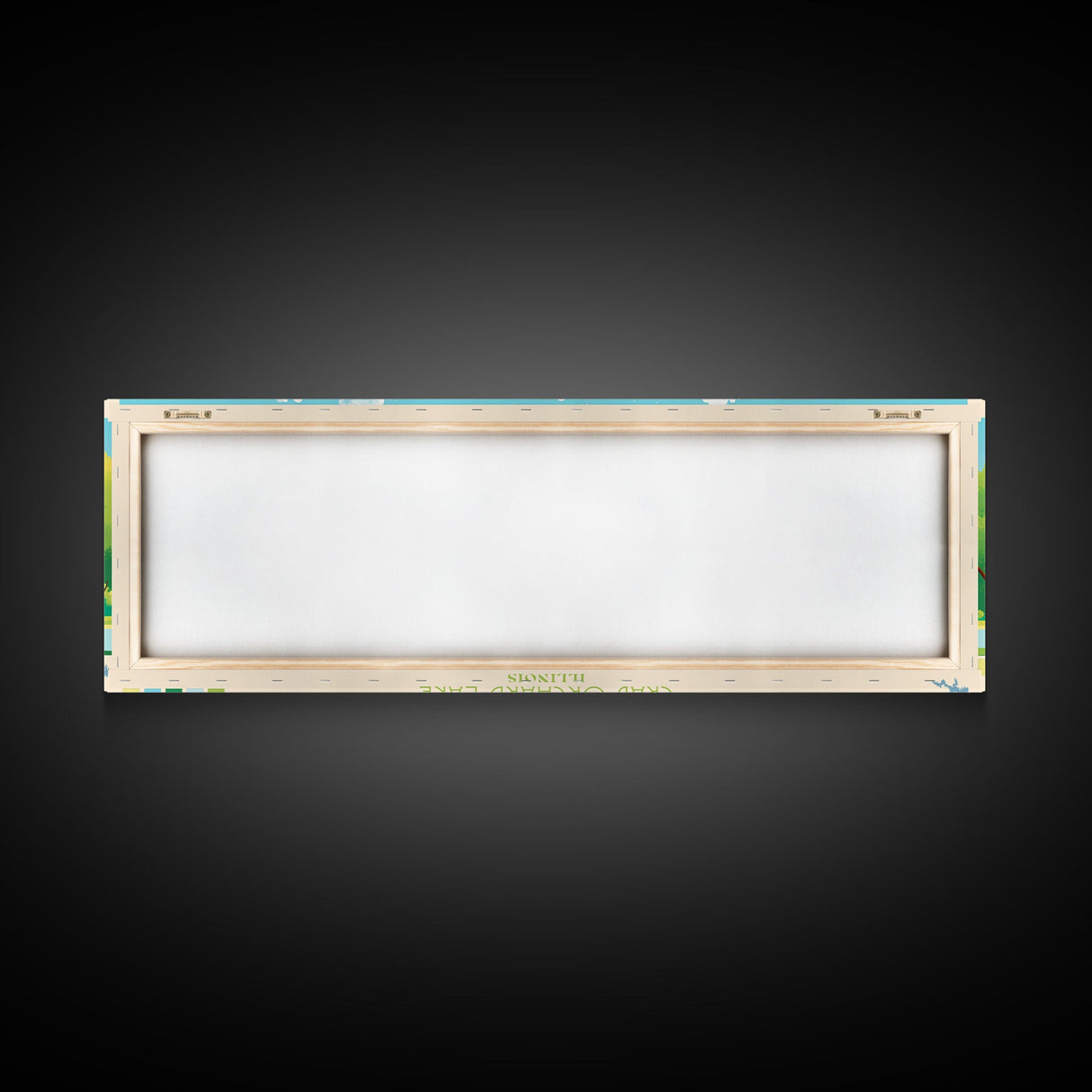 Crab Orchard Lake Illinois Framed Canvas Print, Midcentury Modern Panoramic Wall Art, Living Room Decor, Pop Art, Travel Poster Art, Scenic Nature Painting, Lake House Decor