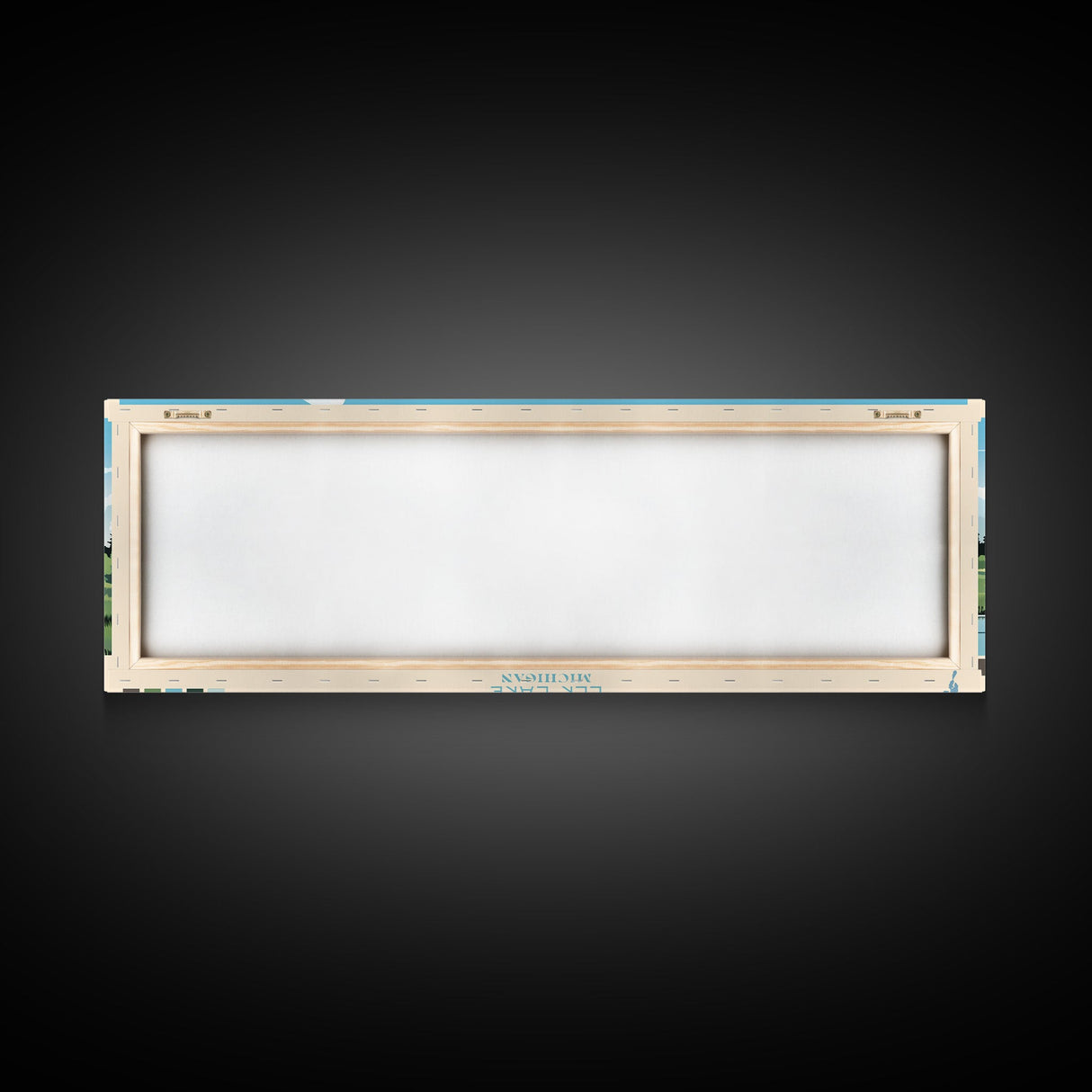 Elk Lake Michigan Framed Canvas Print, Panoramic Wall Art, Midcentury Modern, Pop Art, Bedroom Decor, Travel Poster, Nature Art