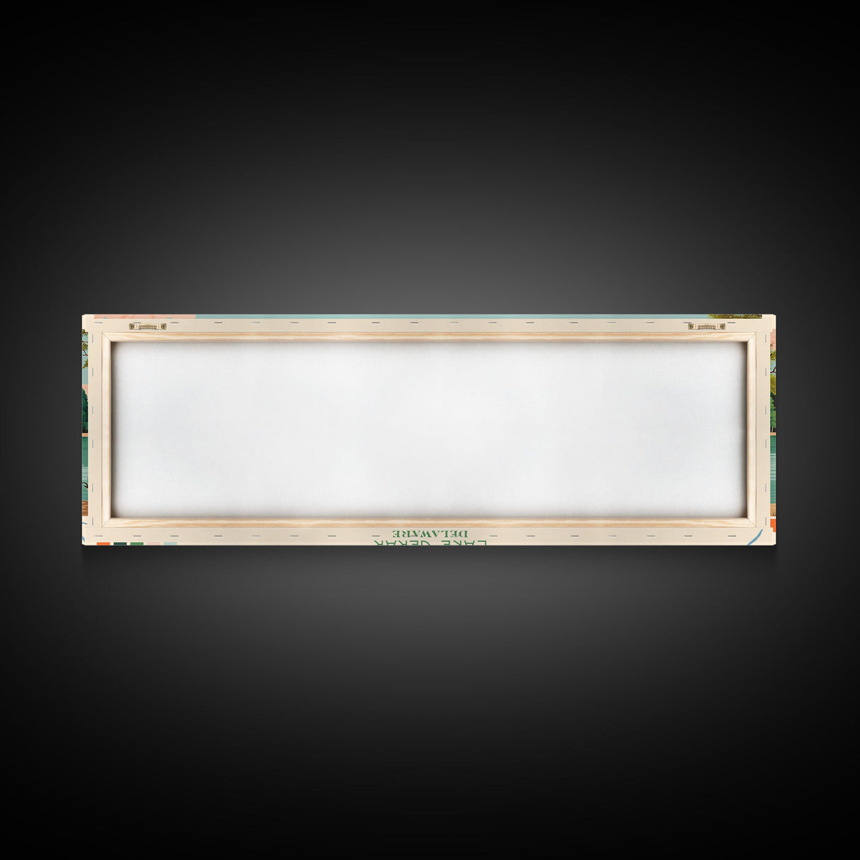 Lake Gerar Delaware Framed Canvas Print, Panoramic Wall Art, Midcentury Modern, Pop Art, Bedroom Decor, Travel Poster, Living Room Art