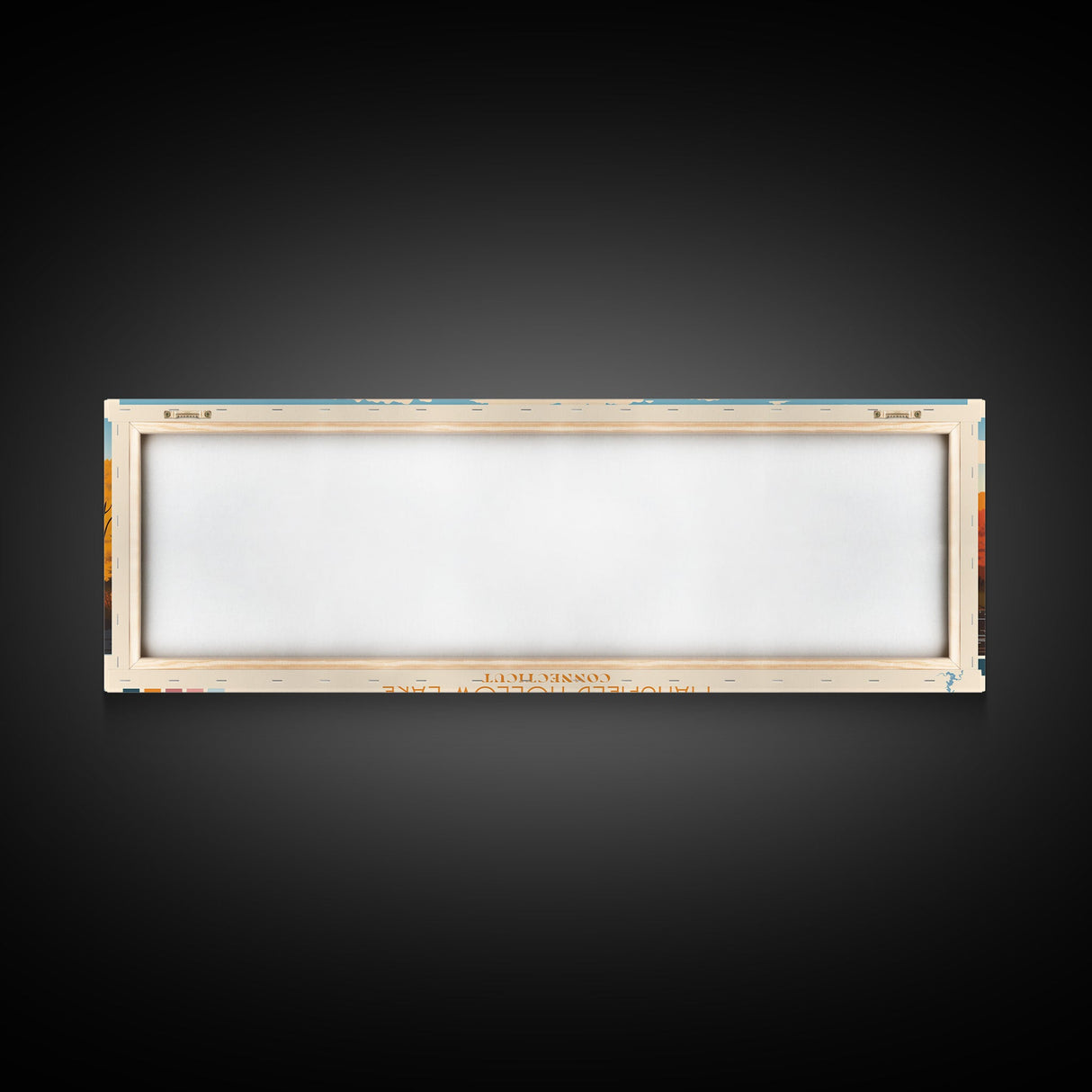 Mansfield Hollow Lake, Connecticut Panoramic Wall Art Framed Canvas Print, Midcentury Modern, Pop Art, Home Decor, Travel Poster, Living Room Art