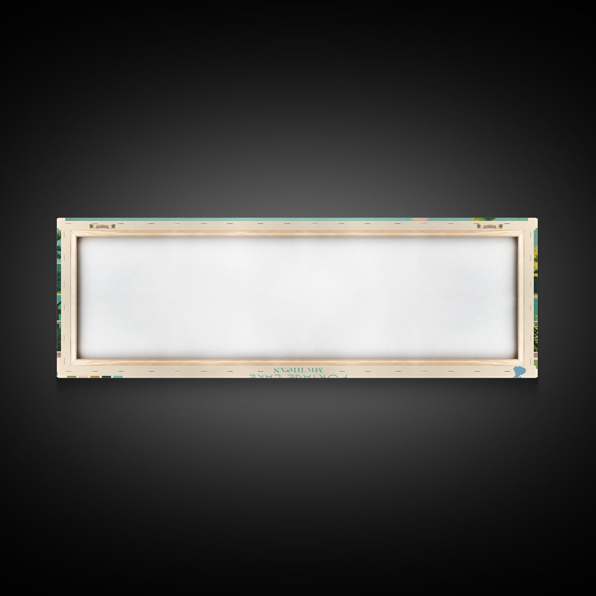 Portage Lake, Michigan Framed Canvas Print, Bedroom Art, Midcentury Modern, Pop Art, Panoramic Wall Art, Travel Poster