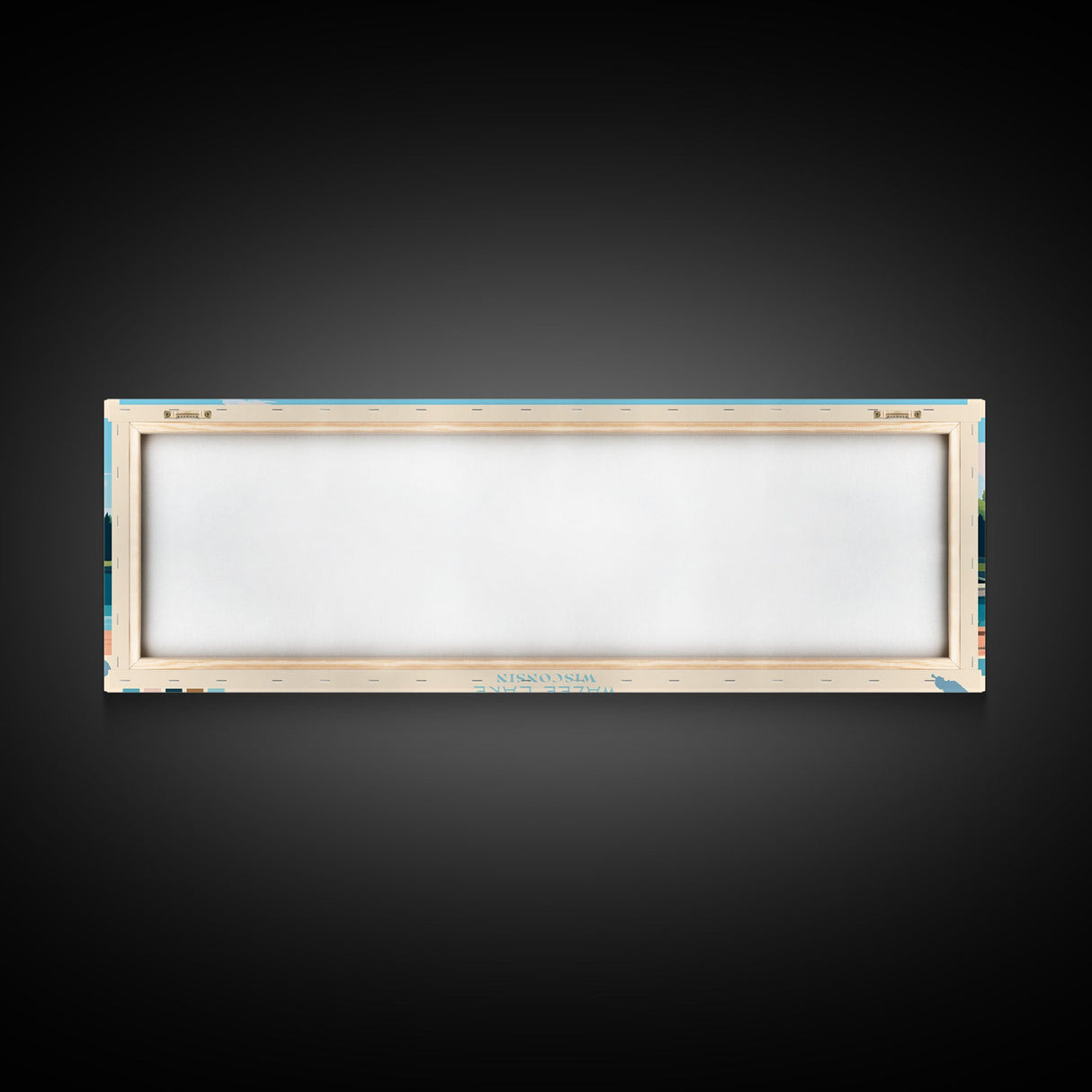 Wazee Lake, Wisconsin Framed Canvas Print, Panoramic Lake House Art, Midcentury Modern Decor, Pop Art, Travel Poster, Living Room Wall Art