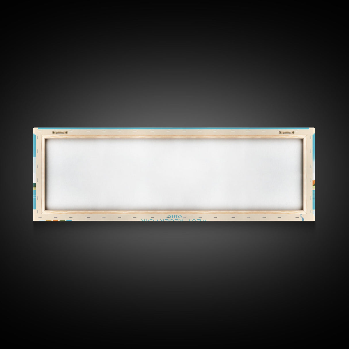 West Reservoir, Ohio Framed Canvas Print, Panoramic Lake House Decor, Midcentury Modern Art, Pop Art, Travel Poster, Living Room Wall Art