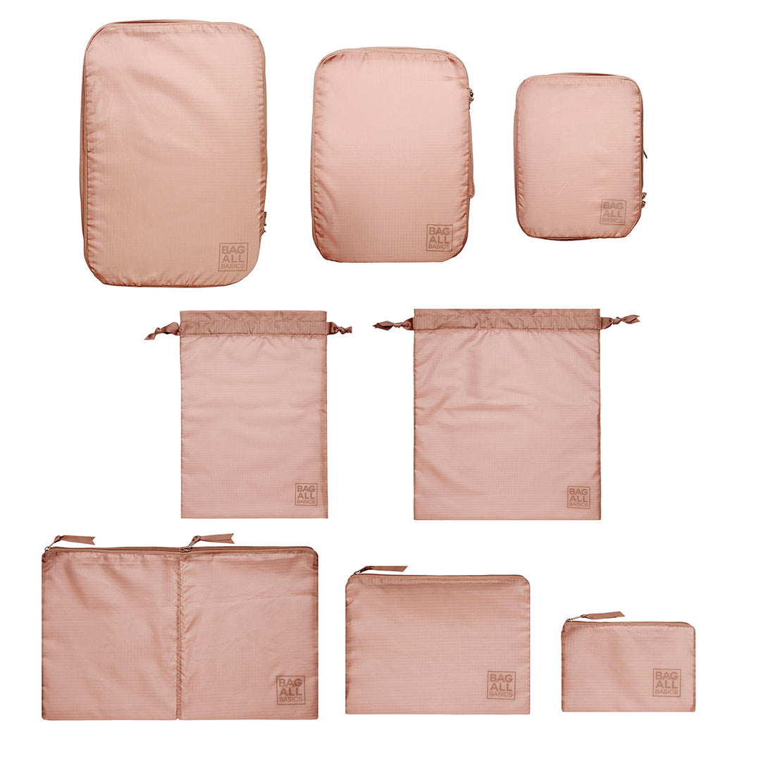 Compression Packing Cubes & Packing Bags – Recycled Nylon – 8-pack – Pink/Blush