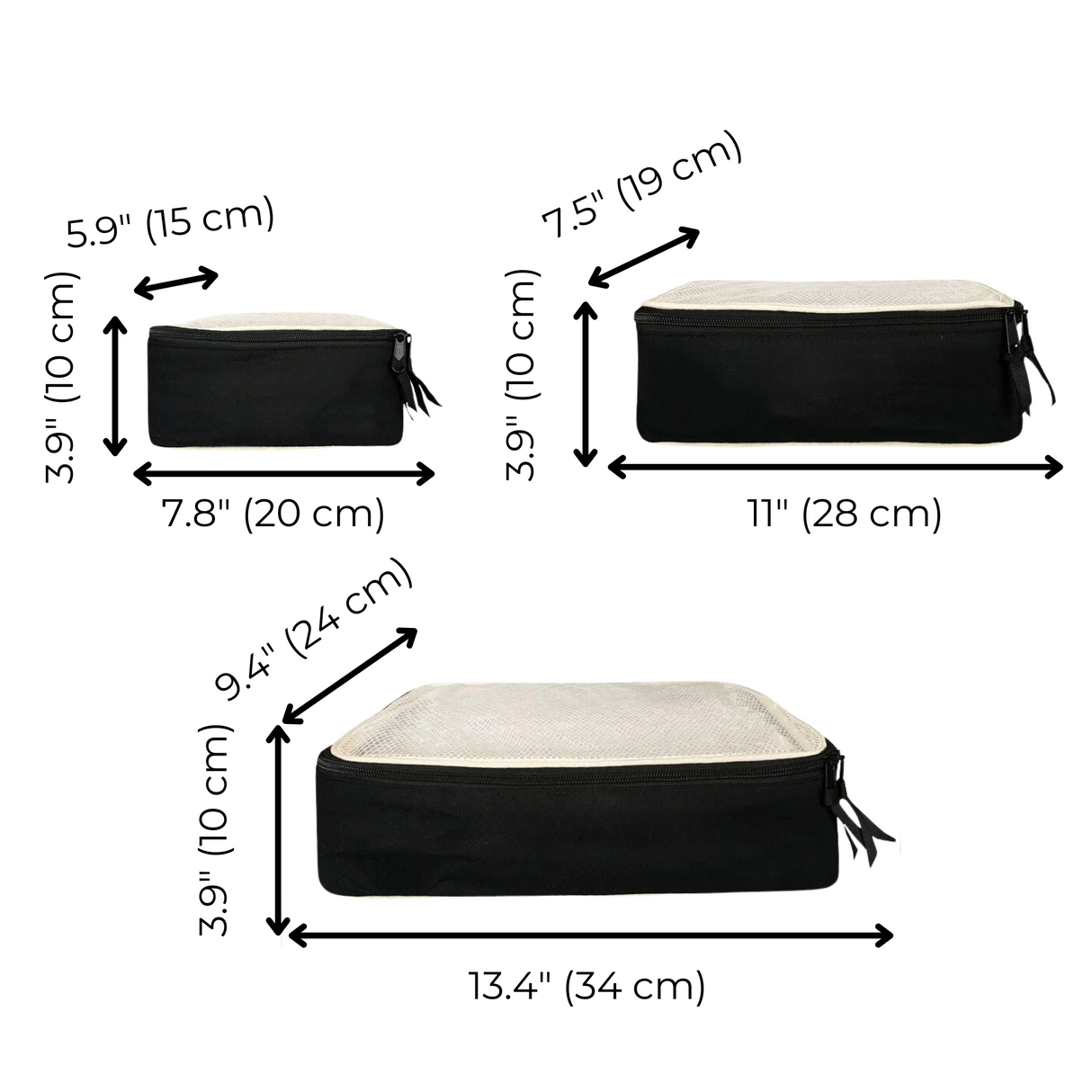 Personalized Packing Cubes, 3-pack – Black