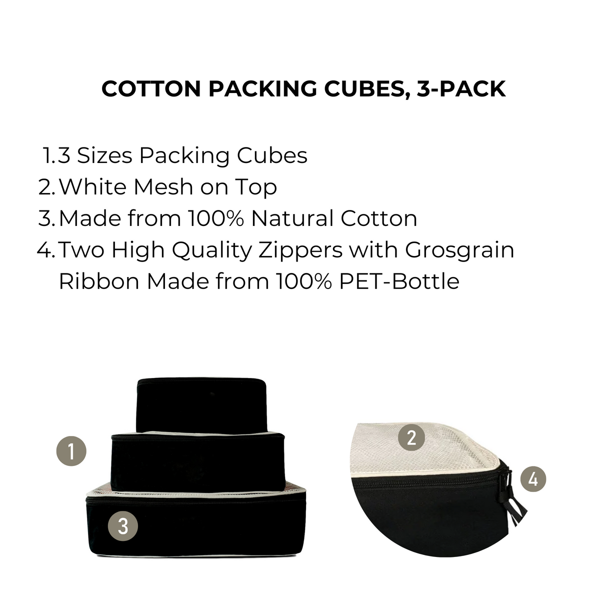 Personalized Packing Cubes, 3-pack – Black