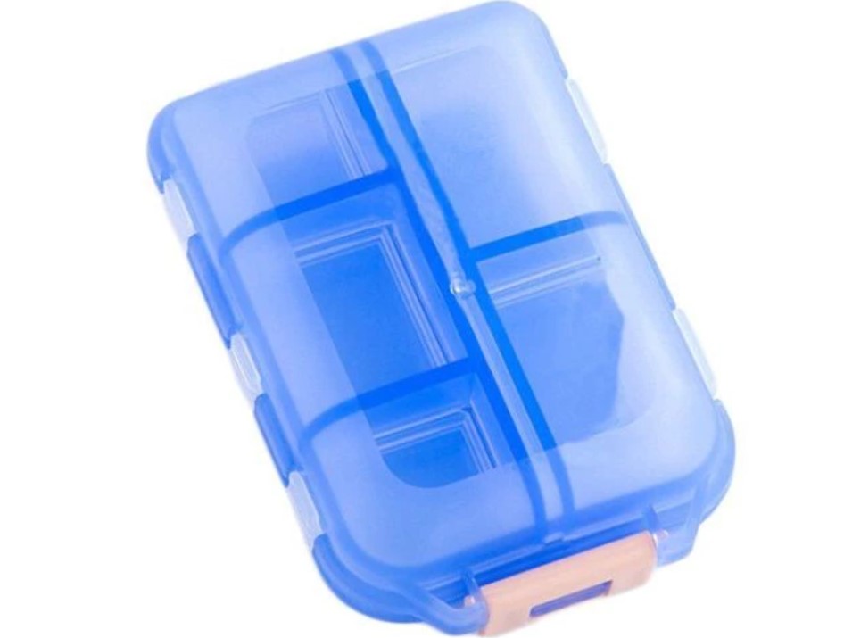 Travel Pill Organizer 10 space Box With 1000+ Free Labels Download