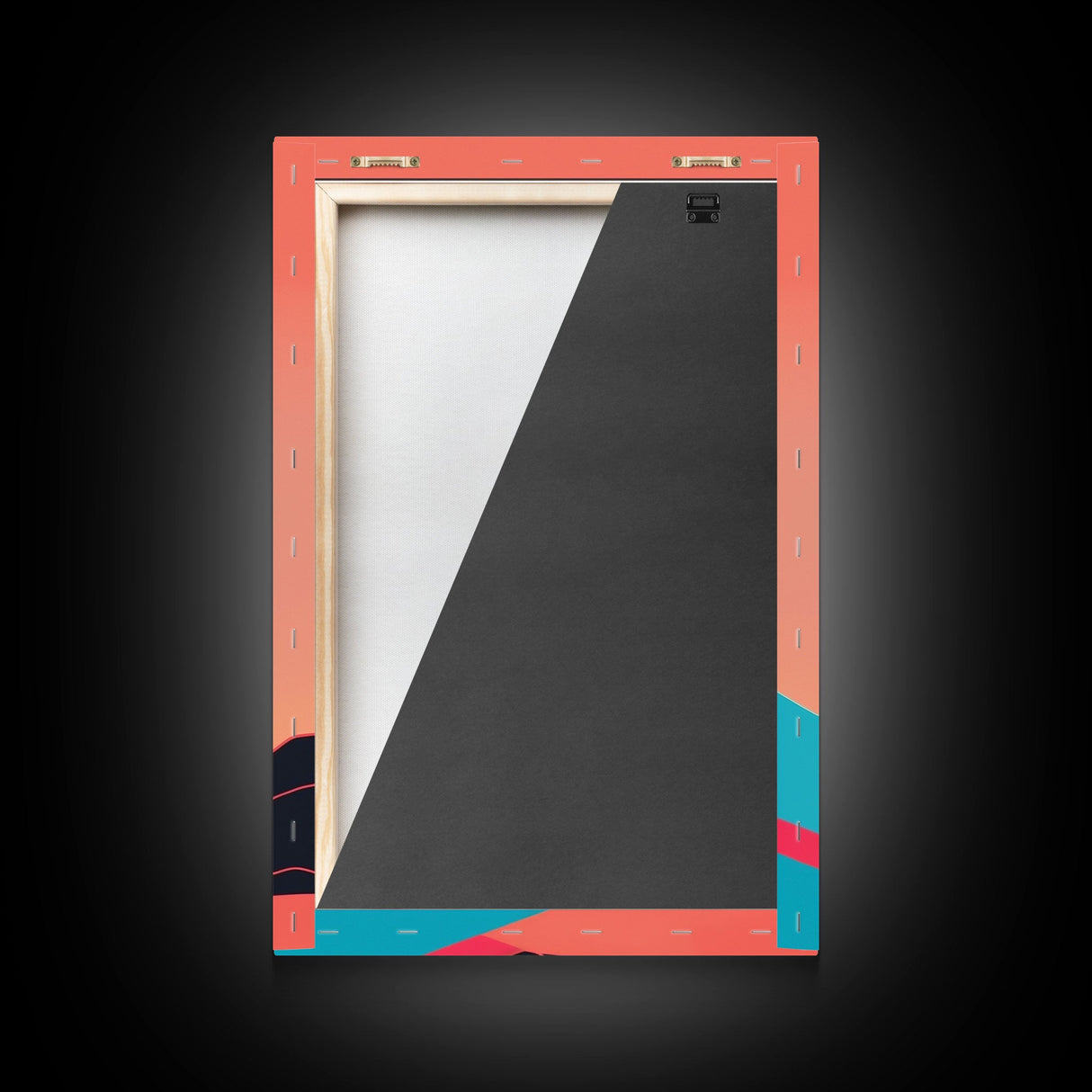 Peach Sunset, Framed Canvas Print, Minimalist Art Deco Inspired Wall Art