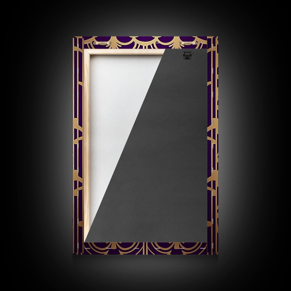 Midcentury Modern Wall art - Framed Canvas Print - Art Deco- Office decor - Purple & gold art - Ornament art - Abstract art - Geometric art