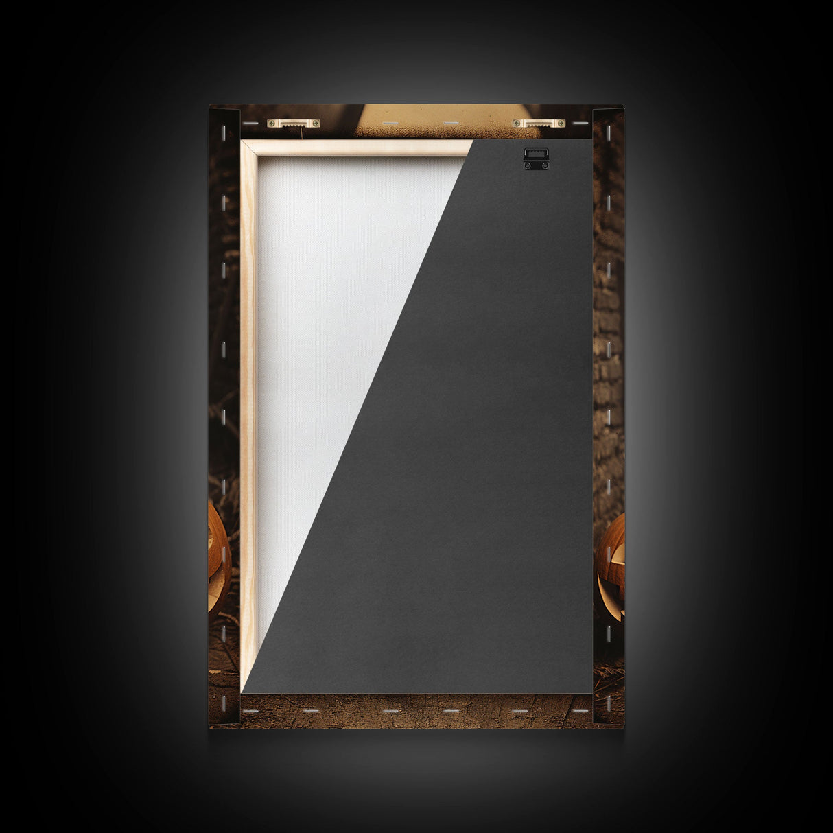 Spooky Victorian Tintype Photography, Framed Canvas Print, Halloween Art, Halloween Canvas, Pilgrim Boy and His Jack O' Lanterns