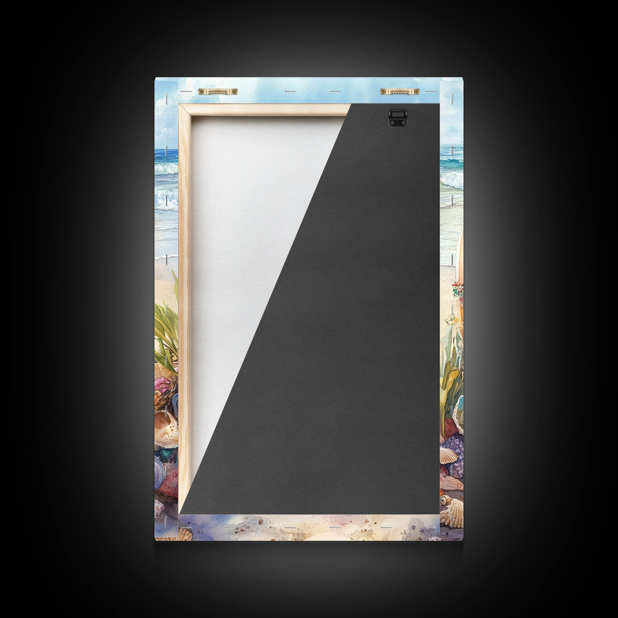 Christmas Surfboards On A Snowy Beach, Framed Canvas Print, Tropical / Nautical Christmas Art or Gift Idea, Christmas Poster