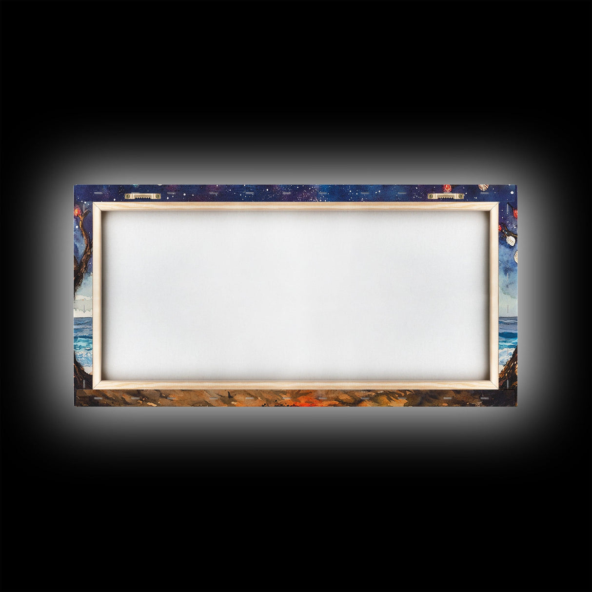 Canvas Print Beach Bonfire with Surfboards Under Stars, Coastal Christmas Art, Tropical Holiday Wall Art, Beach Christmas Decor