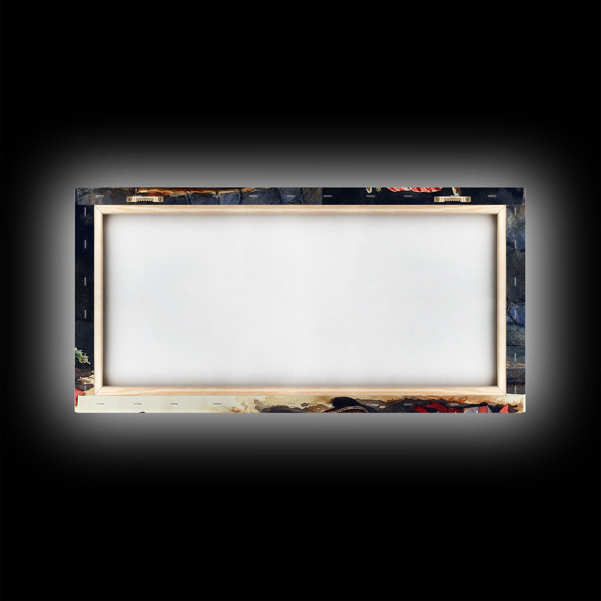 Canvas Print Rocking Chair and Cowboy Boots by Fireplace, Cozy Christmas Decor, Western Holiday Wall Art, Rustic Christmas Scene