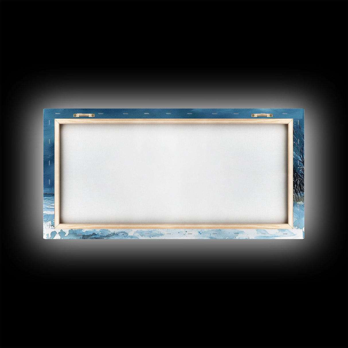 Coastal Christmas cabin decor, winter beach house art, snowy holiday seaside print, cozy Christmas wall art, framed canvas print