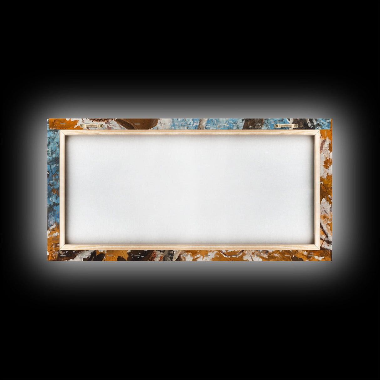 Western-inspired Framed Canvas Print of a woman on horseback in a snowy mountain landscape, holiday wall art and winter wonderland vibes