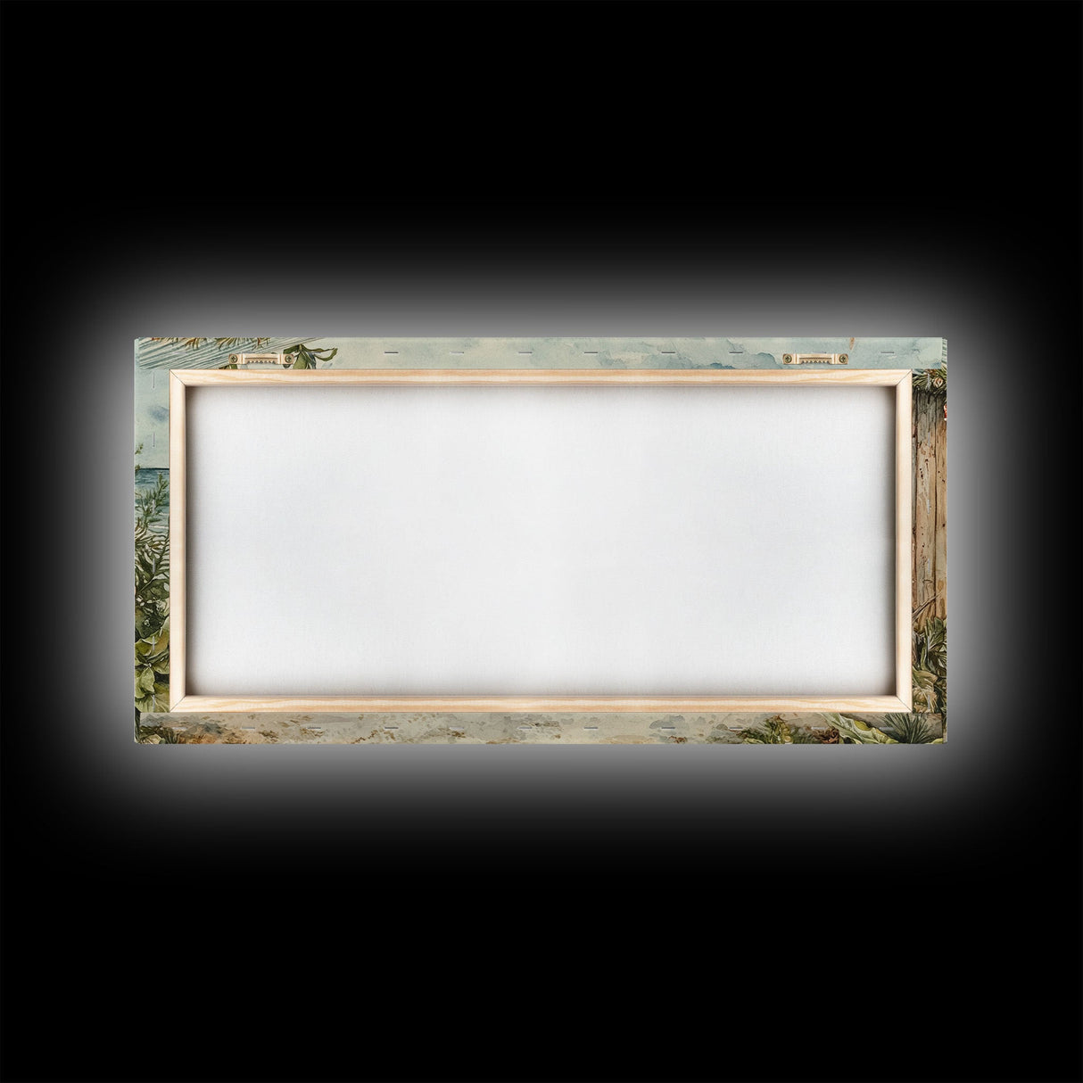 Christmas Tree Beside Rustic Beach House Coastal Holiday Scene Framed Canvas Print, Beach Christmas Wall Art And Decor