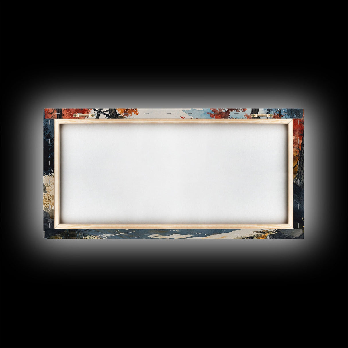 Cowboy Riding In Winter Snow Framed Canvas Print Tall Art Winter Landscape Rustic Christmas Decor Western Home Wall Art Mountain Gift Idea