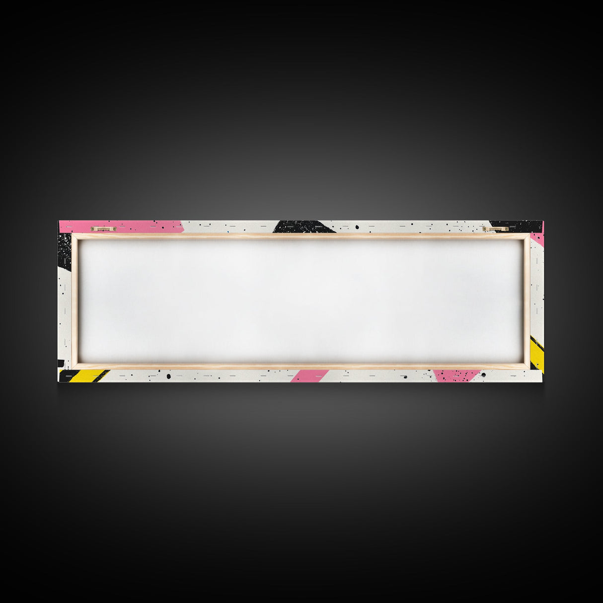 Retro Vaporwave Art, Pink Black and White Geomatric Abstract Art, Oversize Art For Large Living Room, Panoramic Painting