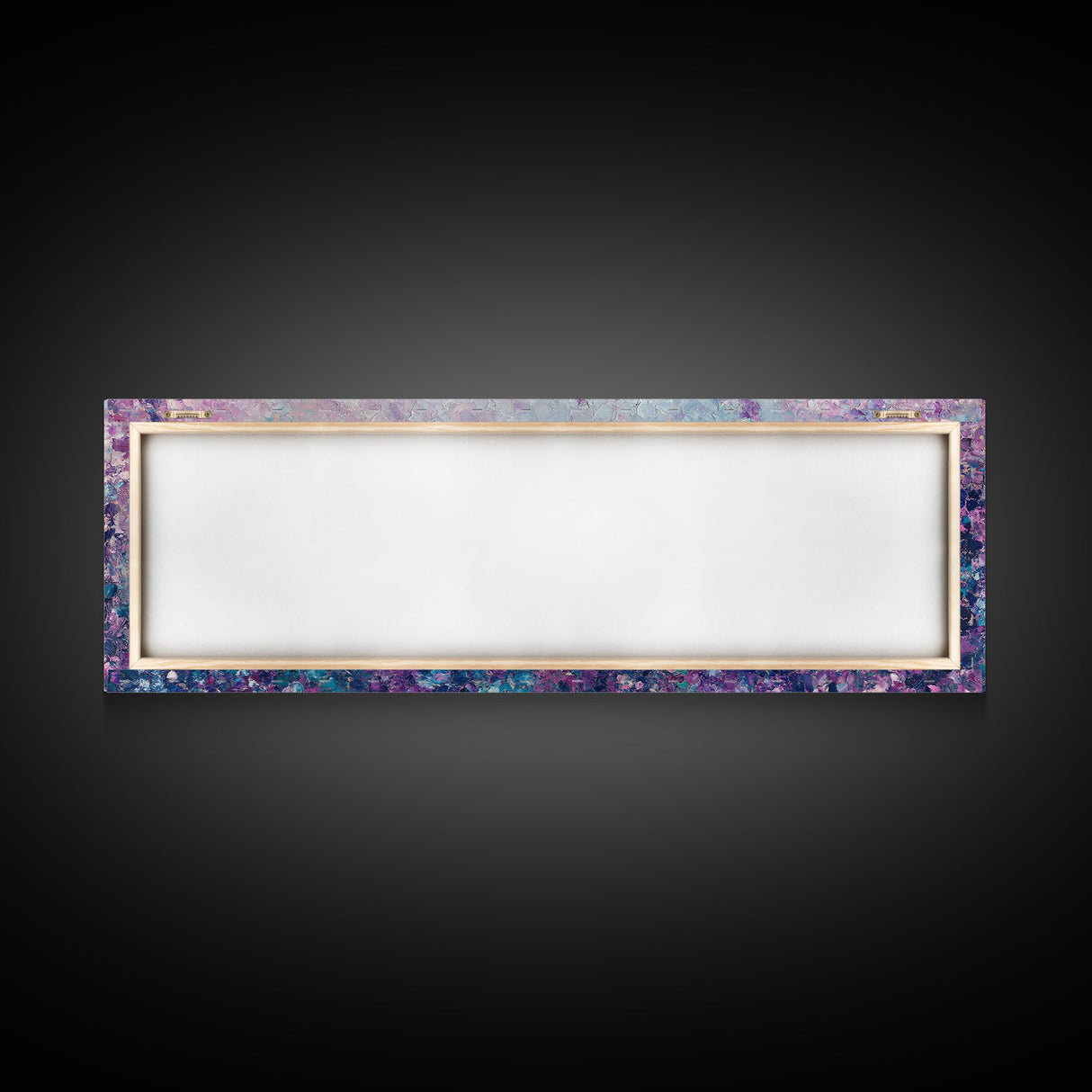 Purple Flower Painting, Lavender and Lilacs, Framed Canvas Print, Boho Style Panoramic Painting Wall Art, Purple and Blue Flowers