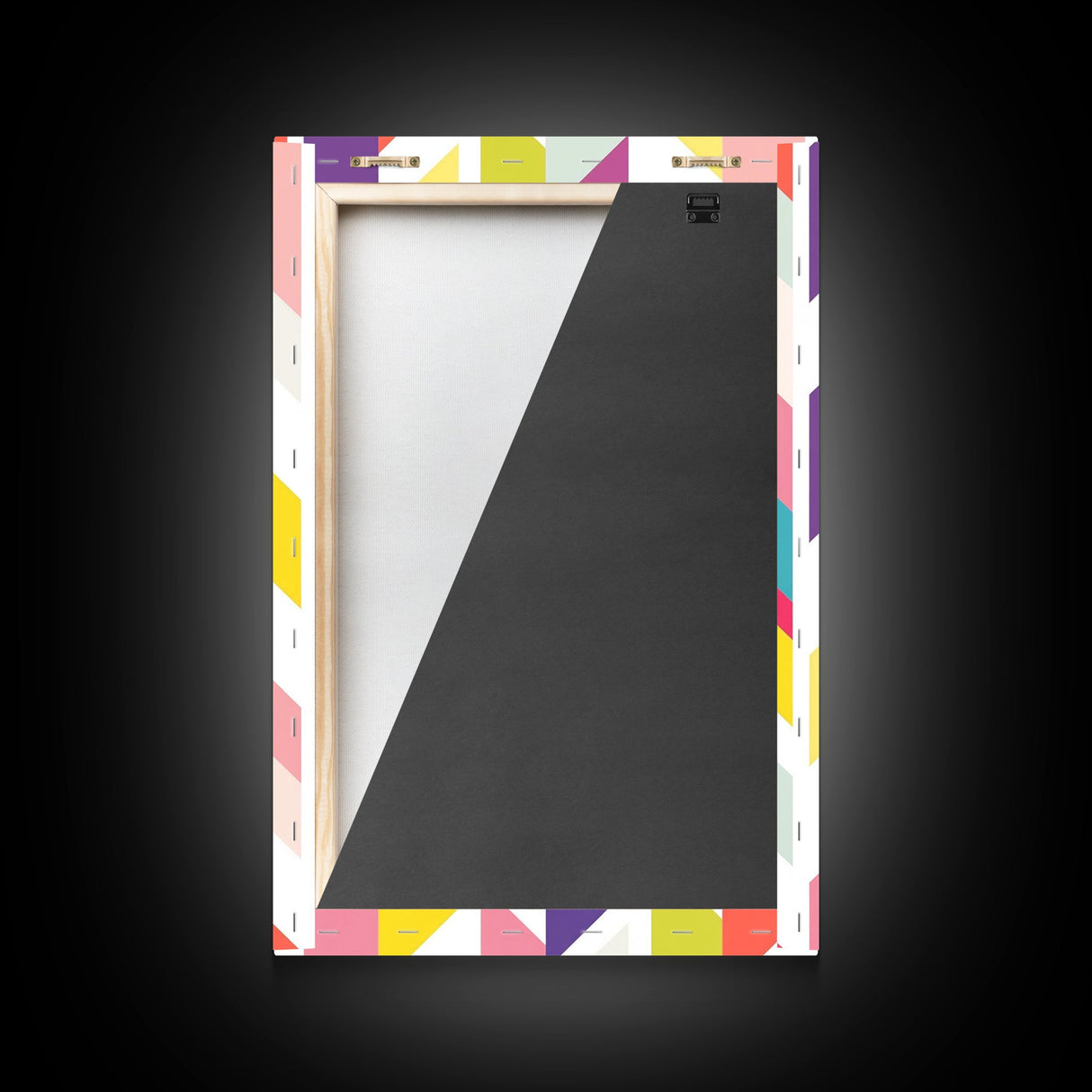 Mid-Century Modern Chevrons Framed Canvas Print Pastel Colors Modern Art Watercolor Painting Print Minimalist Art