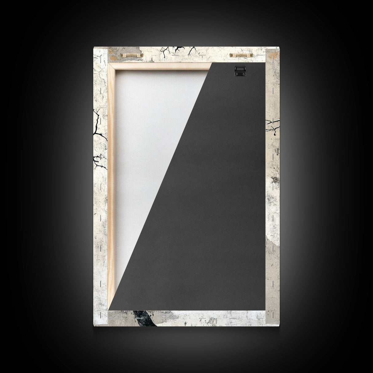 Double Exposure Wall Art - Tree or Cracks - Optical Illusion Wall Art Framed Canvas Print - Wabi Sabi Minimalist Home Decor Art