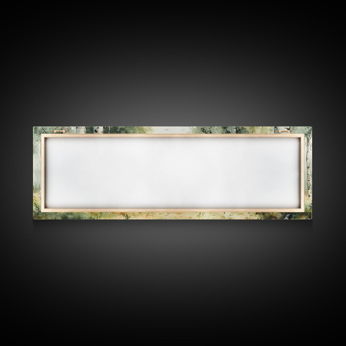 Silver Birch Trees in Spring Panoramic Canvas Print, Panoramic Painting, Aspen Trees Painting, Forest Landscape Horizontal Wall Art