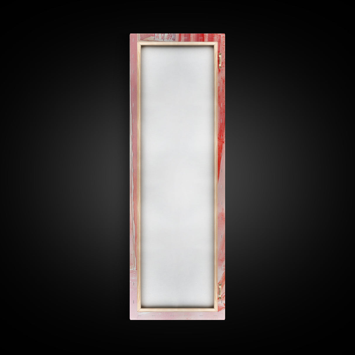 Curtain Reflection Canvas Print, soft floral vintage curtain painting with romantic pink tones, elegant tall skinny wall art for bedroom.