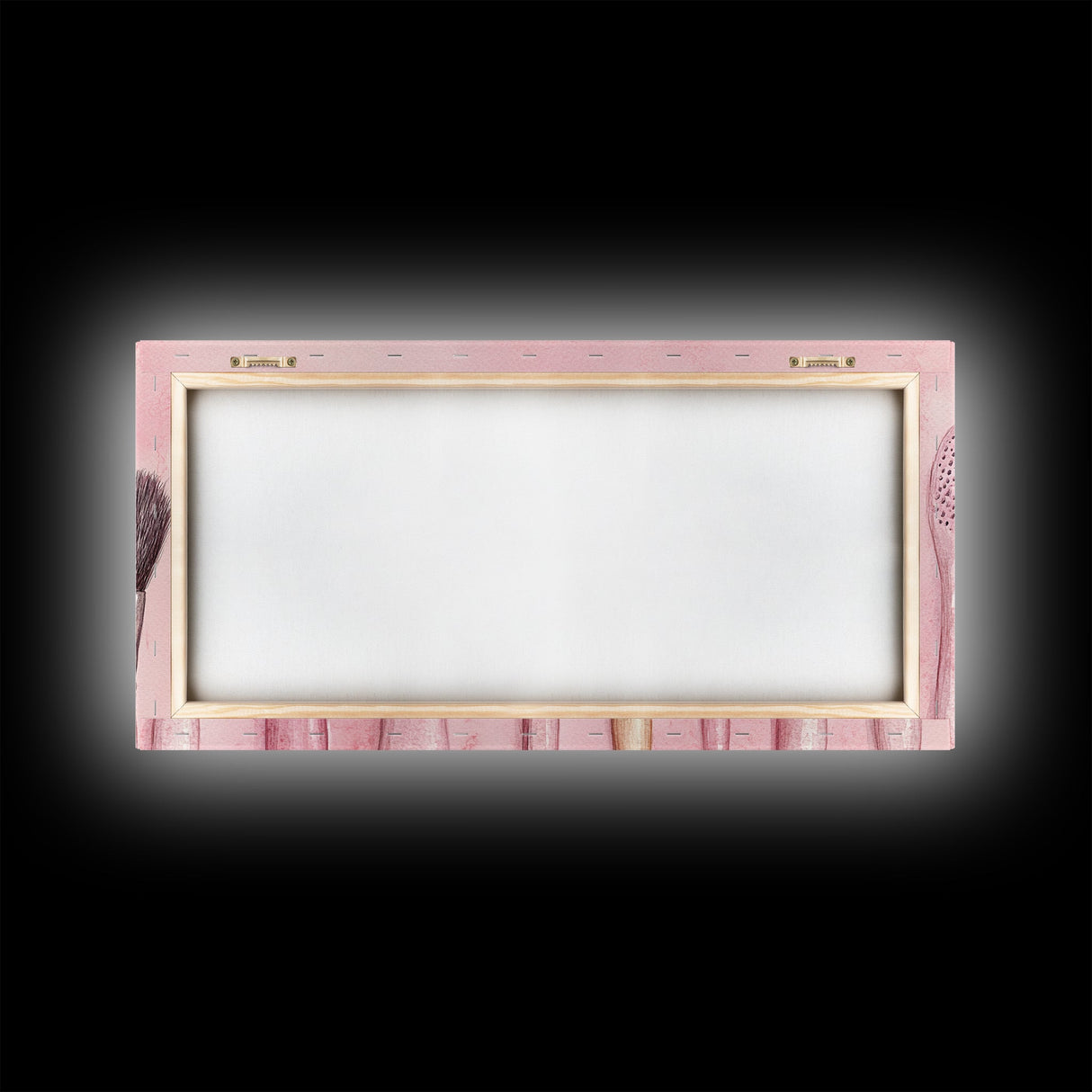 Makeup Brush Art Framed Canvas Print, Light Pink Chinoiserie Wall Art Whimsical Decor, Minimalist Art Rustic Wall Gift Idea