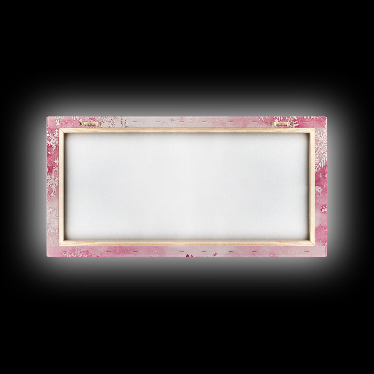 Winter Snowflake Motif with Pink Christmas Wall Art Aesthetic on Framed Canvas Print, Holiday Living Room or Bedroom Decor