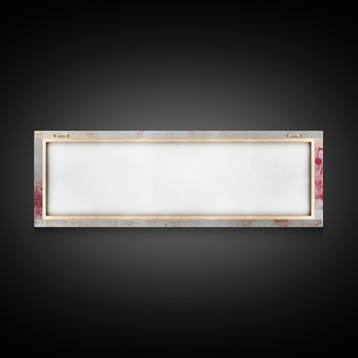 Pink Musical Notes Canvas Print, Rustic Abstract Artwork for Living Room, Nostalgic Art Nouveau Style, Horizontal Wall Art Decor