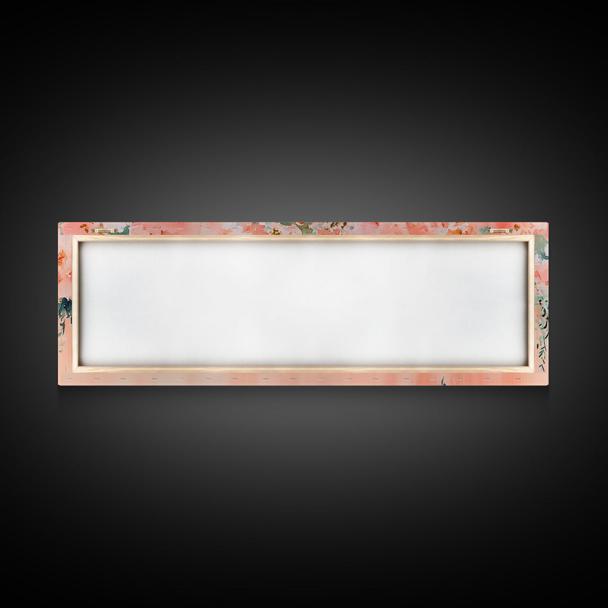 Floral Wildflower Painting Framed Canvas Print, Watercolor Botanical Prints in Peach and Green, Vertical Rustic Farmhouse Wall Art