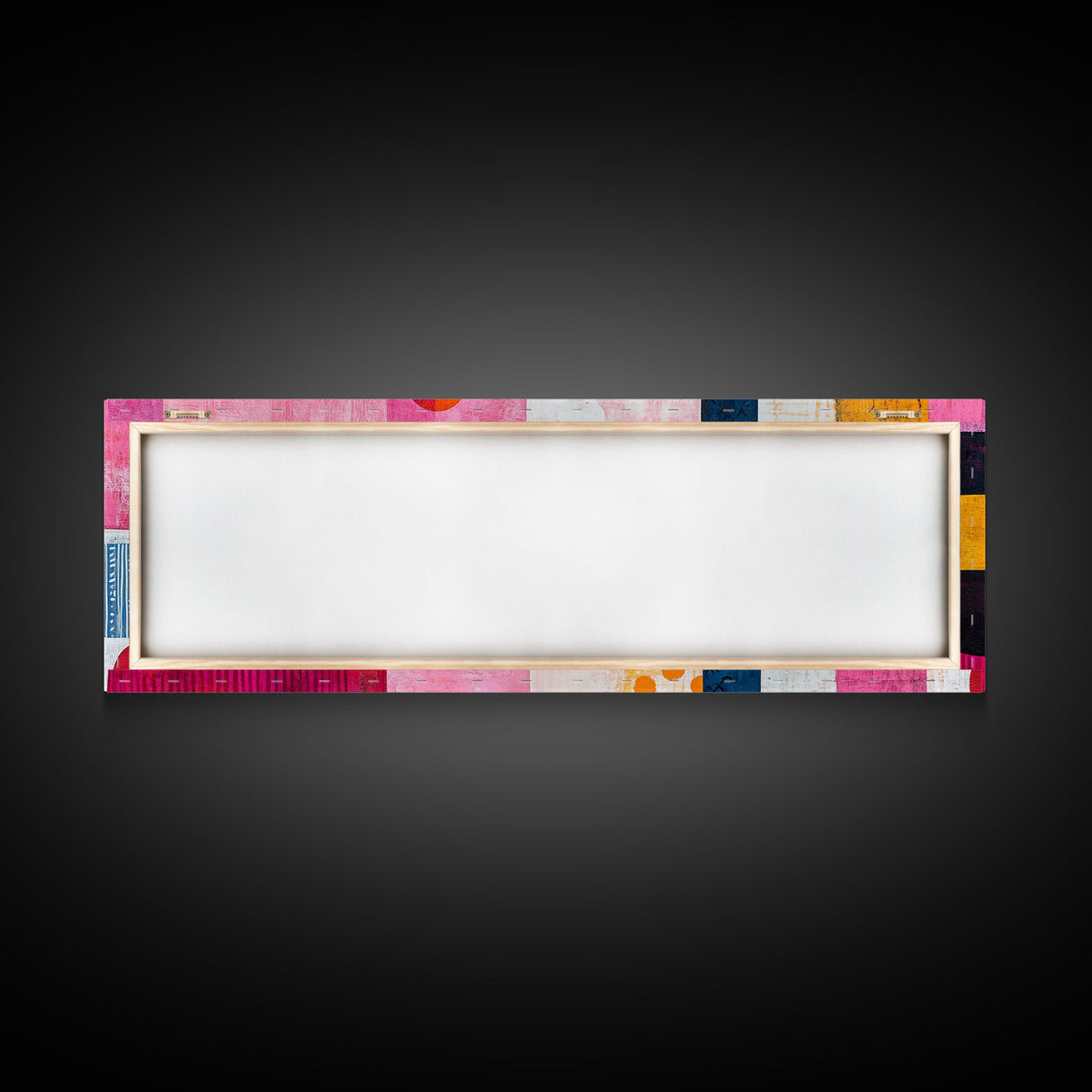 Modern Abstract Canvas Print Pink Orange Wall Art Geometric Whimsical Design Minimalist Art Above Sofa Extra Wide Unique Decor
