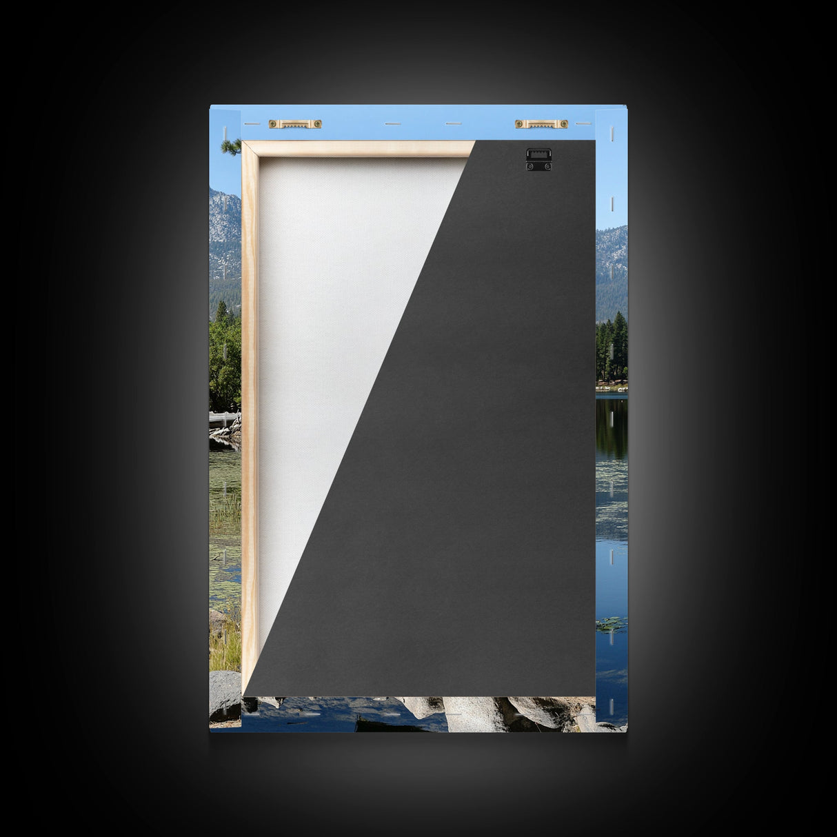 Mountain Reflections Framed Canvas Print Lake Tahoe Art Nautical Wall Art Rustic Decor Farmhouse Wall Art Living Room Art Landscape Painting