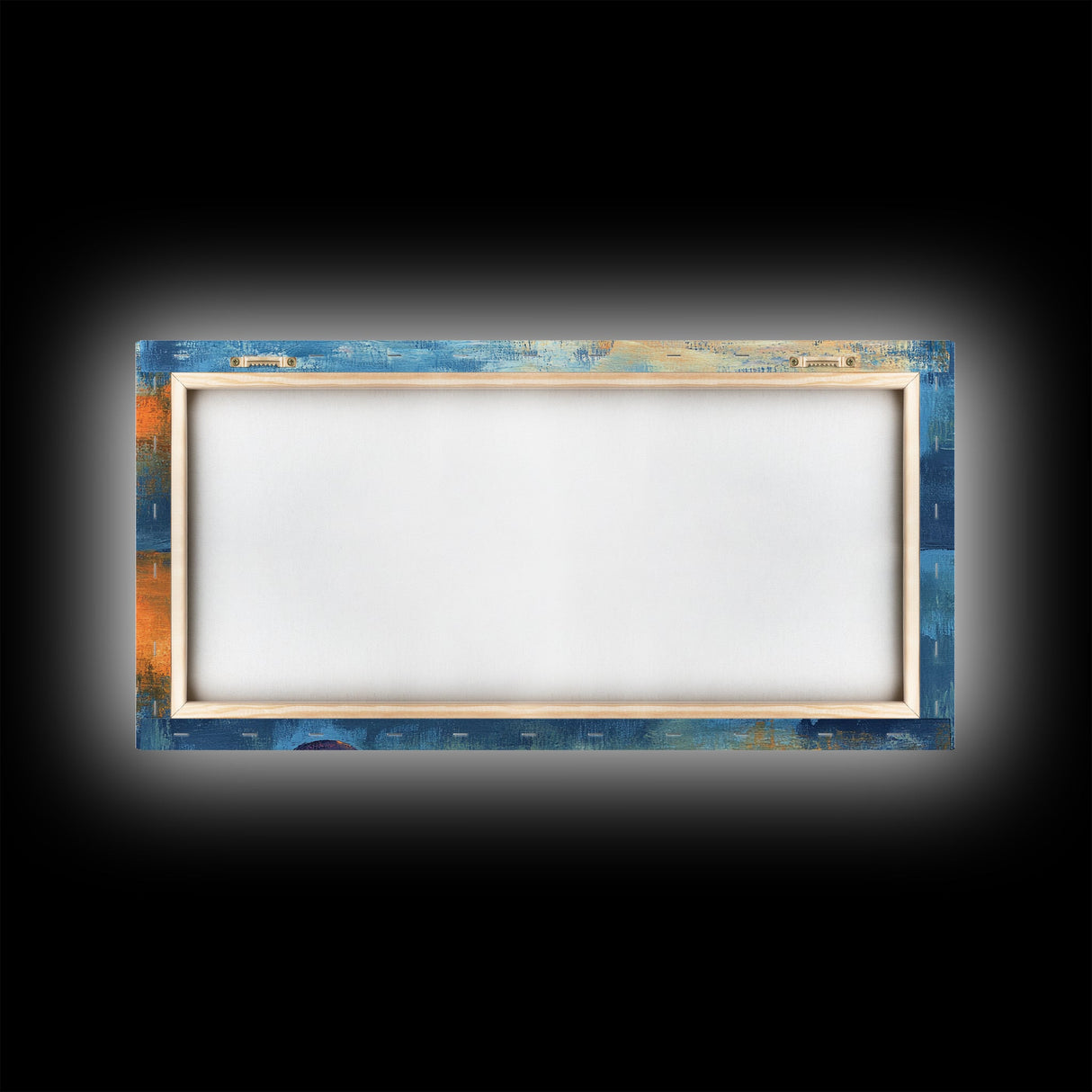 Zen Stone Reflection, moody art, minimalist art, coastal painting, blue and green wall art, extra wide art, canvas print