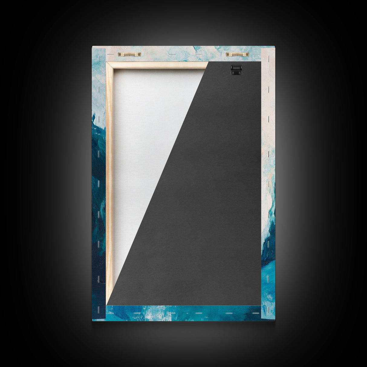 Ice Cave Entrance, blue and green wall art, moody art, geometric wall art, canvas print, extra wide art, wabi sabi art, winter decor