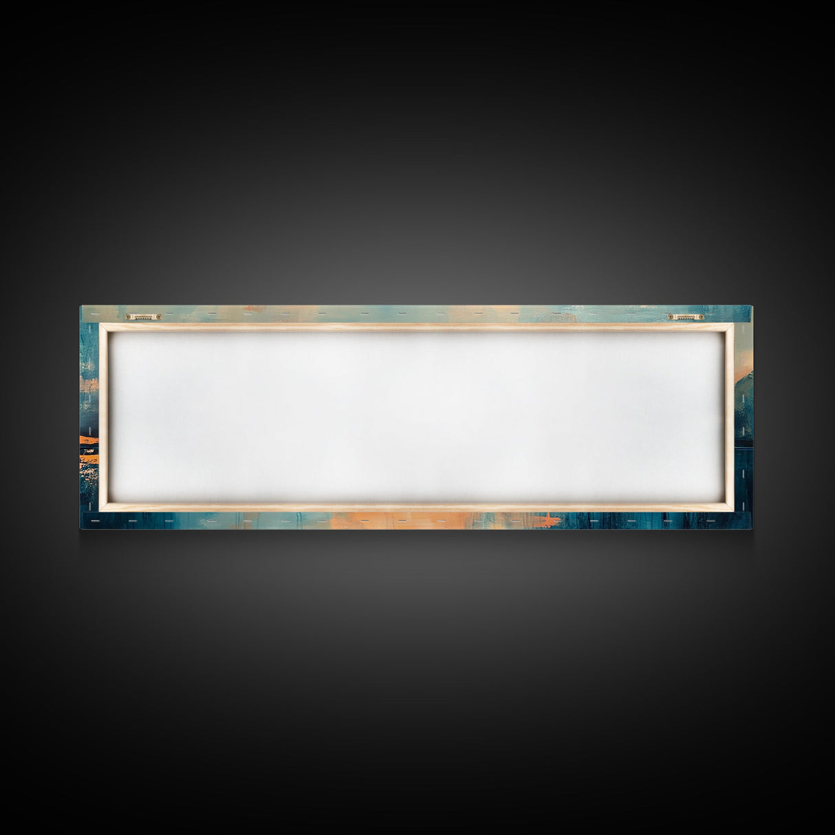Mountain Reflections at Sunset Wall Art, Abstract Landscape Painting, Blue and Orange Artwork, Statement Piece, Office