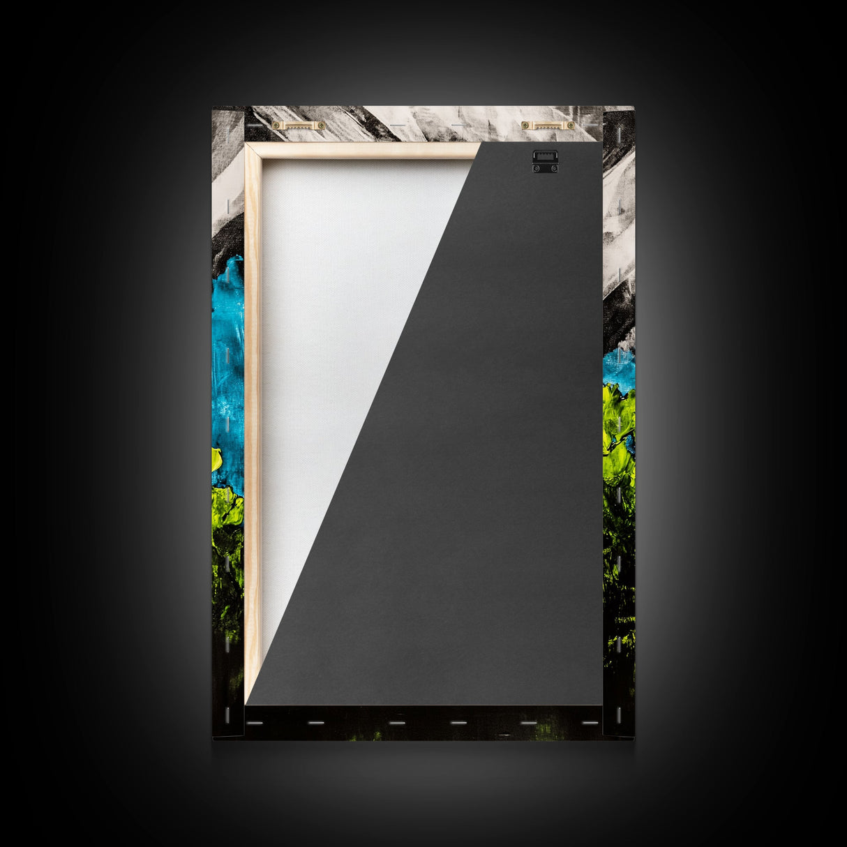 Geometric Abstract Design, Black White Green, Canvas Print, Industrial Wall Art, Contemporary Office Decor, Bold Minimalist Painting